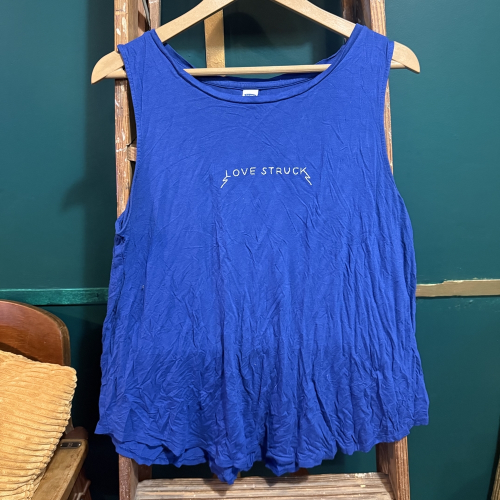 Old Navy Love Struck Blue Tank Top